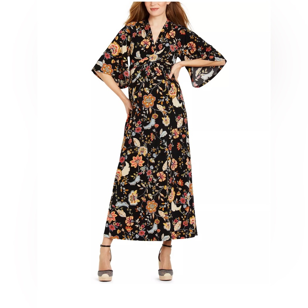 Jessica Simpson Kimono-Sleeve Maxi Maternity Dress
